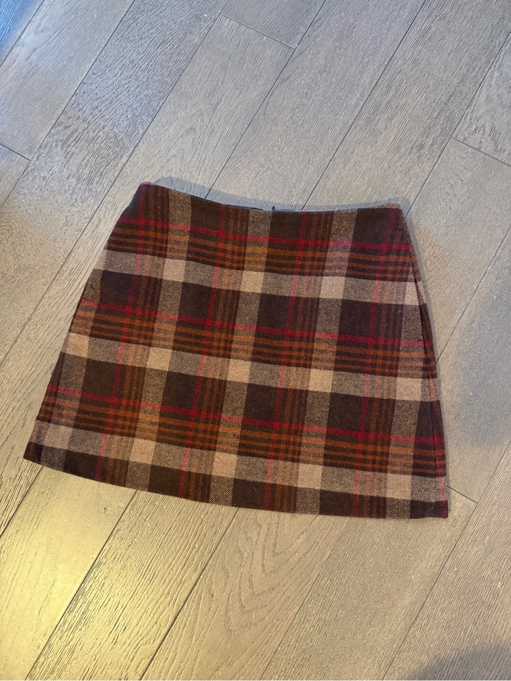 Uniqlo Brown and Red Plaid Mini Skirt